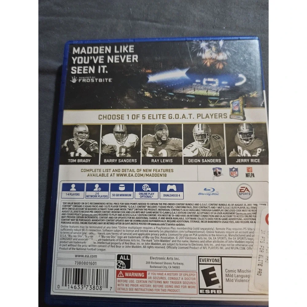 Madden NFL 18 G.O.A.T. Edition Sony PlayStation 4 PS4 Tom Brady EA Sports  Game